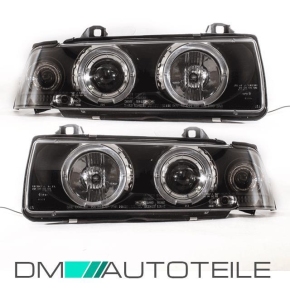 Angel Eyes headlights Set fits on BMW E36 90-99 black Saloon Estate