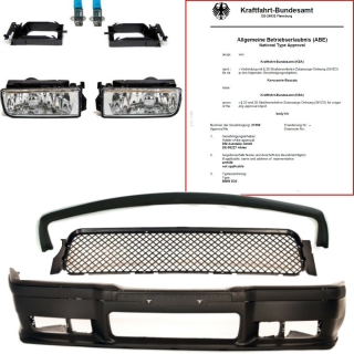 SPORT FRONT BUMPER fits ALL BMW E36 MODELS+GT SPOILER EVO LIP M3 M + Fogs Clear