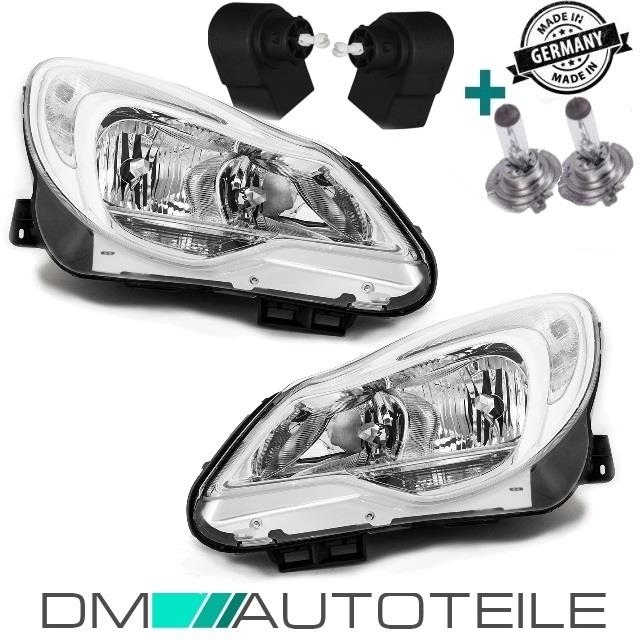 Set Opel Corsa D Scheinwerfer rechts & links Klarglas 11-14 Facelift +  Tagfahrlicht H7/H1