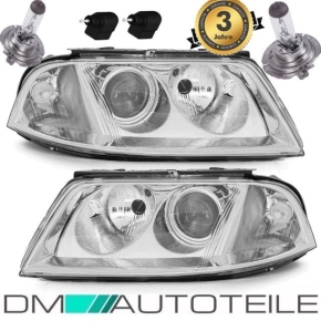 Scheinwerfer SET + 4x H7 Marken Birnen + LWR Motor passt für VW Passat 3BG ab 00-05