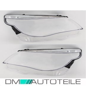 Set Headlight glass Cover Headlamp Lens fits on BMW E60...