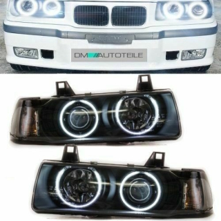 CCFL headlights Set Coupe Convertible black Angel Eyes fits on BMW E36 90-99