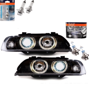 Set BMW E39 Angel Eyes headlights black H7/H7 95-00...