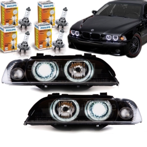 Set BMW E39 Angel Eyes headlights black H7/H7 95-00...