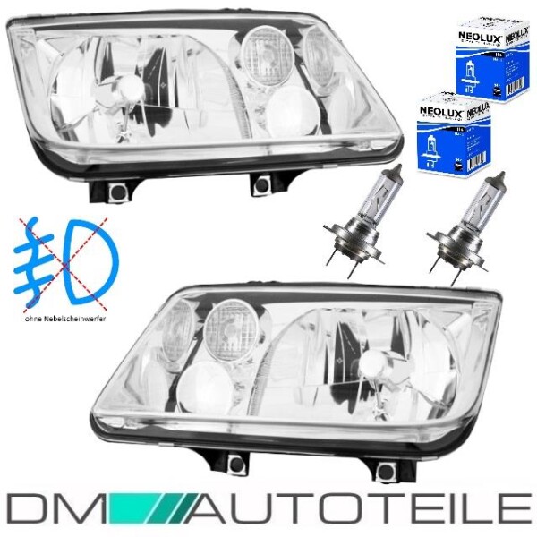 Set Vw Bora Scheinwerfer Rechts Links Klarglas H4 Ohne Nebelscheinwerfer Birnen 