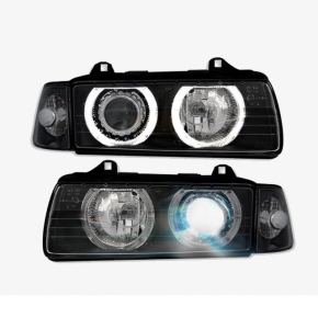 Scheinwerfer Angel Eyes Schwarz passt für BMW E36...
