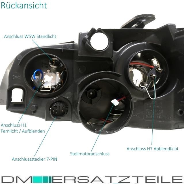 Set Fiat Punto 188 Scheinwerfer Schwarz Links Rechts H1/H1 99-03