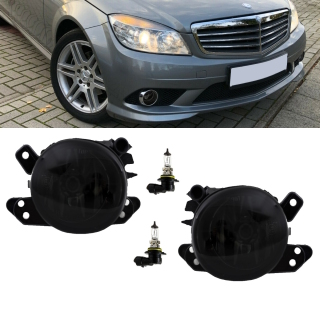 Set H11 Fog Lights Smoke black fits on Mercedes W204 Bj 07-11 + W169 / W245 / C219 / C207 / W212