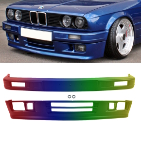 Exklusiv Sport Stoßstange Frontspoiler vorne oben + unten passt für BMW E30 ab 1985-1994 auch M-Technik II in Wunschfarbe lackiert