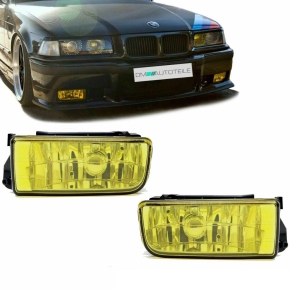 SET Fog Lights Lamps Yellow +2x Bulbs US Look fits on BMW...