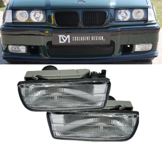 OEM Nebelscheinwerfer Rechts & Links Weiß Klar geriffelt passt für BMW E36 Bj 91-99