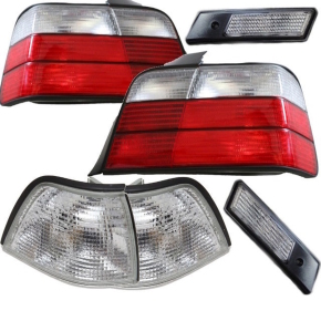 Set Coupe  Convertible Rear lights + side indicators + Front indicators Facelift look red white fits on BMW E36 up 91-96