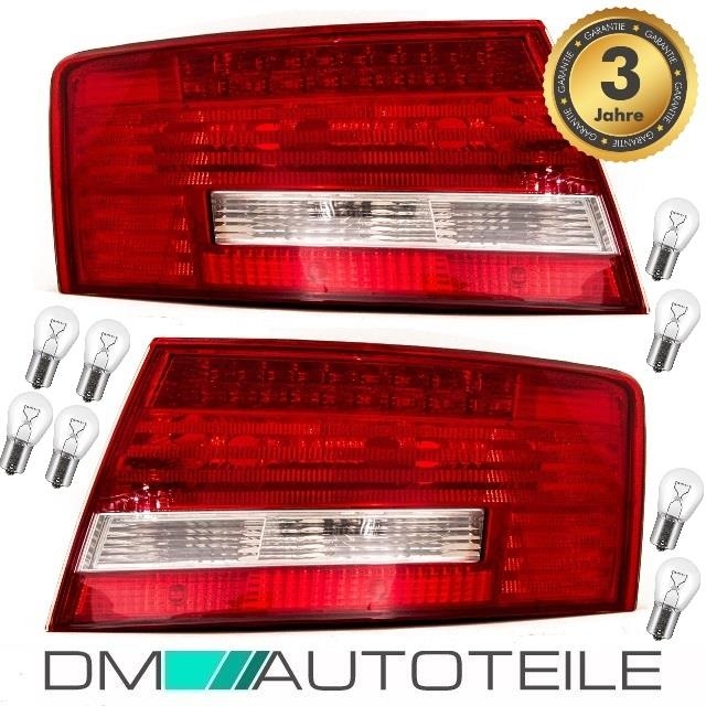 Set Audi A6 4F Limousine LED Rückleuchten Rot/Weiß Bj Links & Rechts 04-08  +Birnen