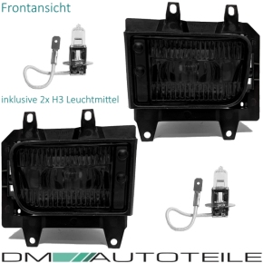 SET Fog Lights Smoked Black True Glas +H3 fits on BMW E30...