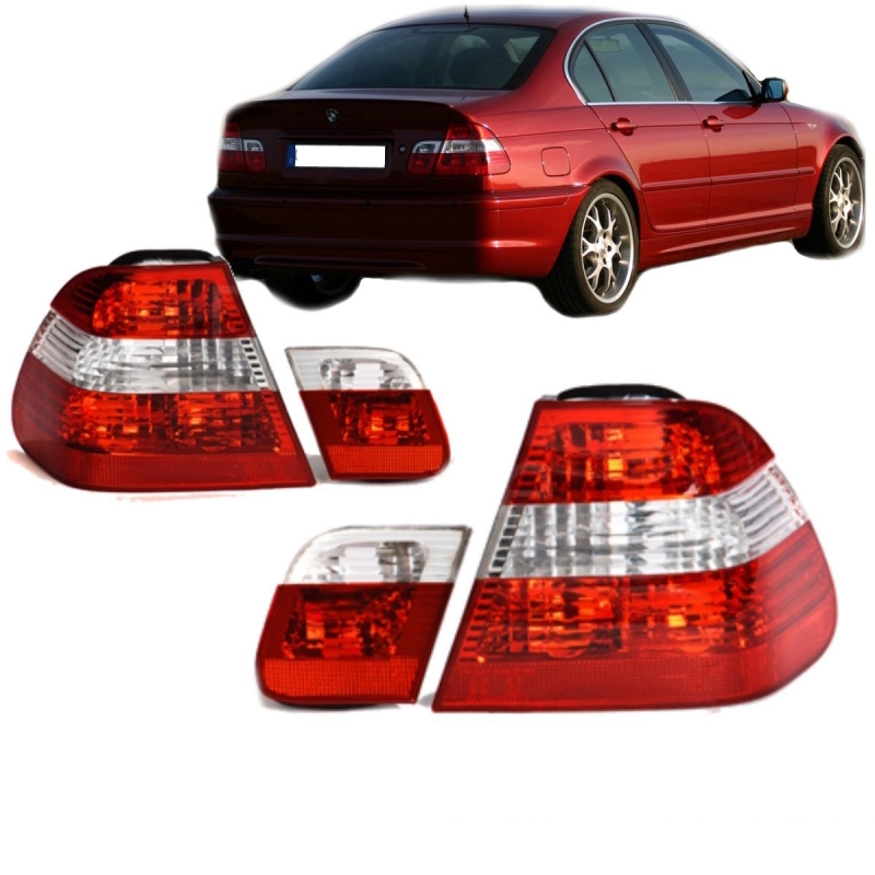 Rückleuchten Aussen Rot Weiß Klar Facelift Optik für BMW 3er E46 Limousine 98-01