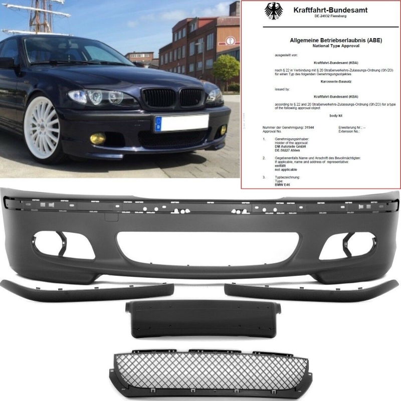 Set Kühlergrill Schwarz Glanz Doppelsteg passt für BMW E46 Limo Touring  Facelift ab 2001-2005 auch