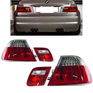 SET LED RED CLEAR TAIL LIGHTS fits on BMW 3-Series E46 Coupe 99-03 also M3