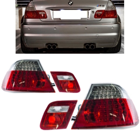 SET LED RED CLEAR TAIL LIGHTS fits on BMW 3-Series E46...