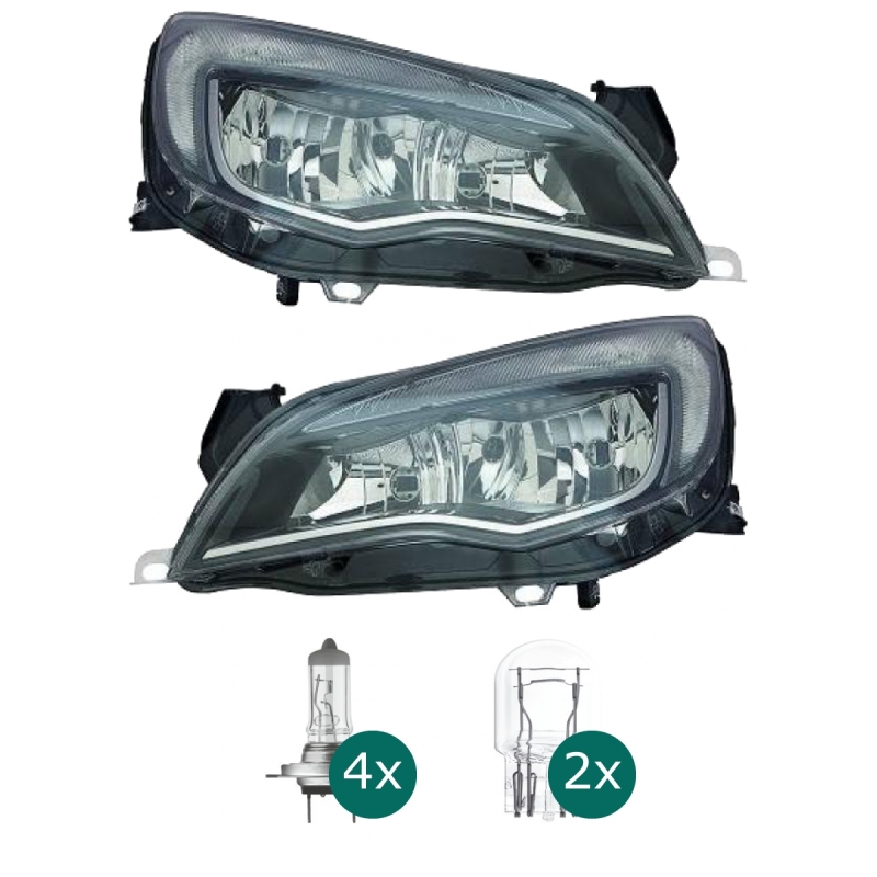 Scheinwerfer H7 + TGFL Depo links passt für Opel Astra J Stufenheck ab  12-15 inklusive Leuchtmittel/Birnen