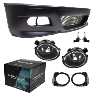 EVO SPORT FRONT BUMPER FIT ON BMW E46 2/3 Doors 99-03+FOG LIGHTS Chrome For M M3