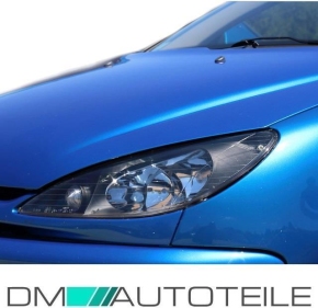 Peugeot 206 Scheinwerfer Klarglas Links & Rechts Schwarz Bj 98-06 H7/H7