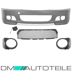 Set Front Bumper + fog lights  + 2-hole covers Black fits on BMW E46 Coupe Convertible 99-07