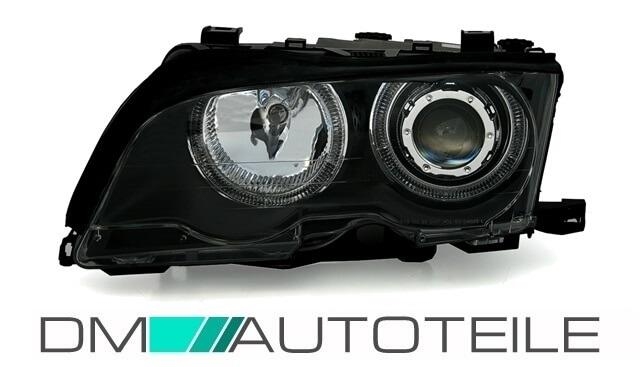 Scheinwerfer Facelift passt für BMW 3er E46 Limo Touring Schwarz U LED  Angel Eyes SET