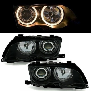 Satz Angel Eyes Scheinwerfer Schwarz Limousine Touring passt für BMW 3er E46  Facelift 01-05