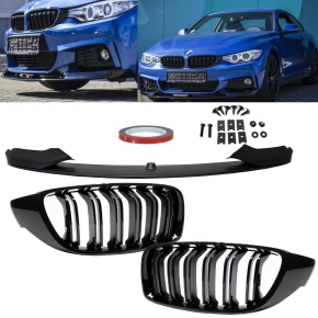 Sport-Performance Front Spoiler Black + Grille Dual fits...