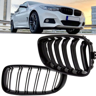 Kidney Front Grille Black Gloss Dual Slat fits on BMW 3-Series F34 Gran Turismo
