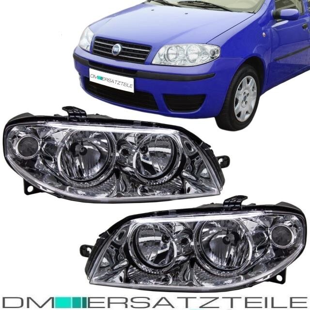 Jeu De Phares Avant Pour Fiat Punto (188) 06/03-07/04 - Kit Gauche Et Droit H1/H7 Avec Réglage électrique Et Clignotant Intégré