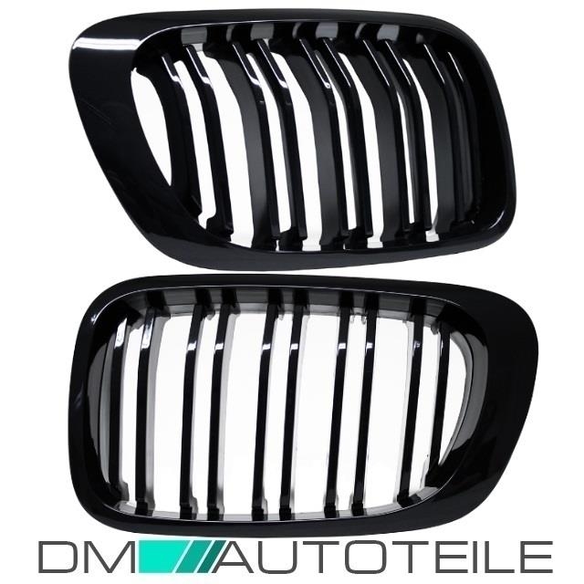 SET Black Gloss Front Grille Dual Slat fits BMW E46 Coupe Convertible 99-03  & M3