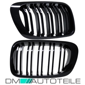 SET Black Gloss Front Grille Dual Slat fits BMW E46 Coupe...