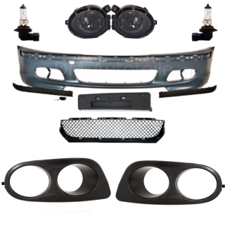 SPORT FRONT BUMPER+ 2x COVERS +FOGS BLACK H4  for M SPORT 98-05 fits on BMW E46