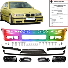 Set Stoßstange vorne LACKIERT +Lippe passt für BMW E36 auch M3 M+ NSW Smoke ABE*