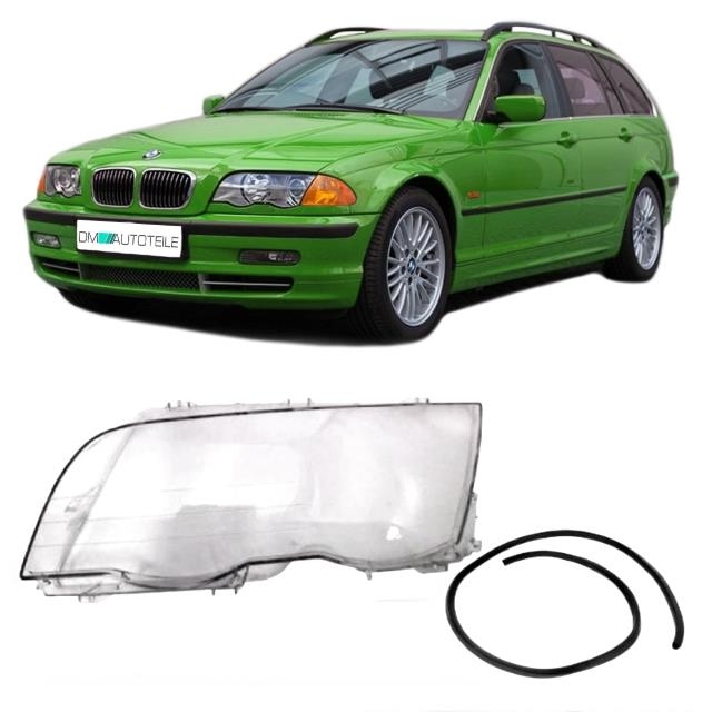 SCHEINWERFER GLAS Links passt für BMW 3er E46 Limousine Touring  98-01+DICHTUNG