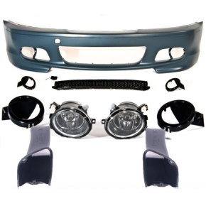 Set Coupe Convertible Front Bumper + fog lights Chrome fits on BMW E46 without M-Sport Series 99-07 + brake vents