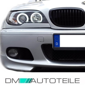 Set Saloon Estate CCFL Angel Eyes headlights H7/H7 black fits on BMW E46 01-05