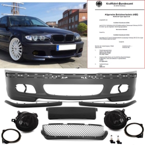Sport Front Stoßstange SET+Nebel Smoke für M Paket II passend auf BMW E46 +ABE*