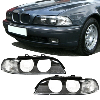 Headlight Cover Lens SET OEM Facelift Design Indicator White +2x SEALS fits on BMW E39