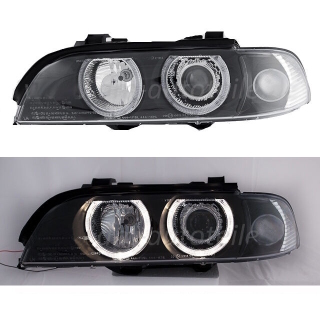 Set Angel headlights  Halogen H7/H7 black fits on BMW E39 up 95-00 Facelift look