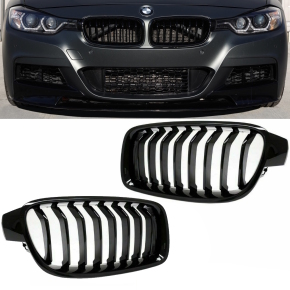 Kühlergrill Grill SET Schwarz Glanz...