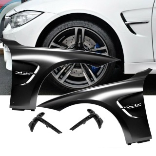 2x Sport Kotflügel Set +Halter Hochglanz Schwarz passend...