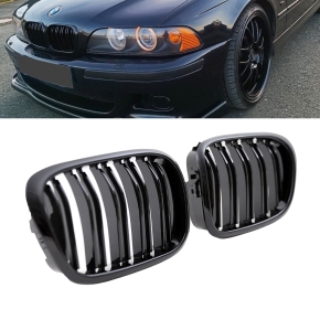 SET Sport Kidney Front Grille Dual Slat Black fits BMW...