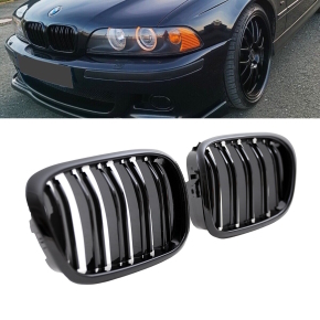 2x Grill Kühlergrill Schwarz Hochglanz Doppelsteg...