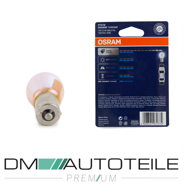 OSRAM Blinker DIADEM CHROME PY21W BAU15s Lampen Glühbirne E-Prüfzeichen