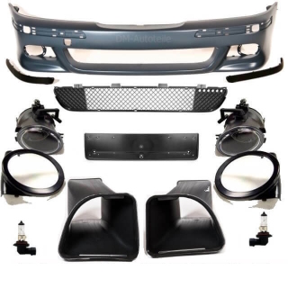 Set Front Bumper primed w/o park assist / headlamp washer incl. Fog lights clear glass fits on BM WE39 without M5 M + brake