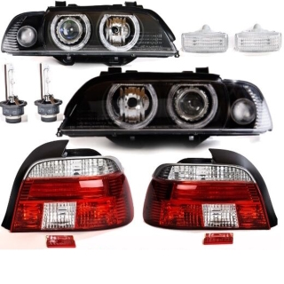 Upgrade Design Angel Eyes Scheinwerfer für BMW 5er E39 95-03 chrom mit LED  Blinker