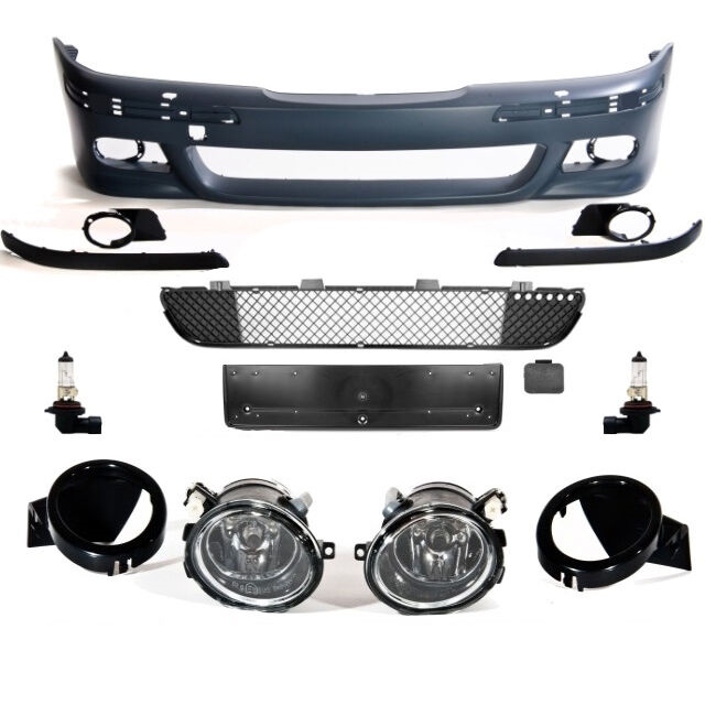 SPORT FRONT BUMPER FITS ON BMW E39+SET FOG LIGHT SMOKE fit M-Sport