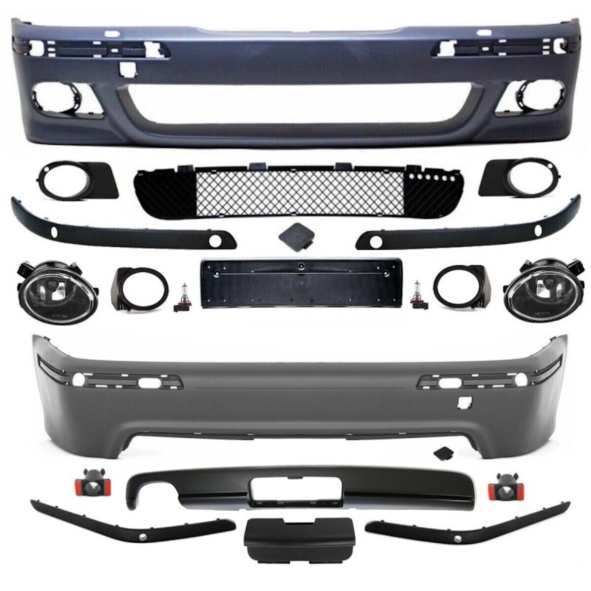 full saloon bumper complete set body kit abs diffuser fits on bmw e39 95 03 tuv tested